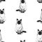 Seamless pattern of sitting thai cat sketches