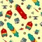 Seamless Pattern with Skateboarding Accessories