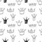 Seamless pattern with sketch crowns.