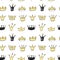 Seamless pattern with sketch crowns.