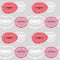 Seamless pattern with sketch of lips on spots. Drawn kisses. Creative repeating background