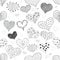 Seamless Pattern Sketch Romantic Love Hearts Retro Doodles Icons Set Valentine s Day Vector Illustration