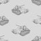 Seamless pattern of sketches battle tank from the Second World war