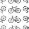 Seamless pattern of sketches city bicycle for active lifestyle