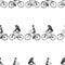 Seamless pattern of sketches men and women biking