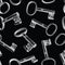 Seamless pattern of sketches obsolete metal keys