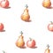 Seamless pattern of sketches ripe apples and pears