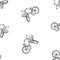 Seamless pattern of sketches urban female bicycles with baskets