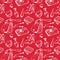 Seamless pattern of sketches various female things