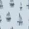 Seamless pattern from sketches of various sailing yachts in the sea
