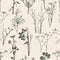 Seamless pattern of sketches various wild plants
