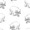 Seamless pattern of sketches of walking polar bear