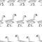 Seamless pattern of sketches of walking white geese