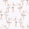 Seamless pattern of sketches young graceful dancing ballerinas