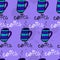 Seamless pattern with sketchy coffee cups