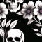 Seamless pattern with Skull gothic background floral pattern for wallpaper or fabric  Botanic Tile Generative AI