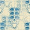 Seamless pattern with skull on grunge background