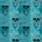 Seamless pattern with skull on grunge background