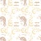 Seamless pattern with sleep Unicorn with long hair with moon and star