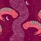 Seamless pattern with sleeping pink cat