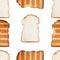 Seamless pattern of sliced bread and toast