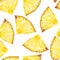 Seamless Pattern with sliced pineapple on white background.