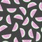 Seamless pattern with slices of watermelon. Flat design. Vector