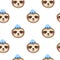 Seamless pattern with sloth faces.