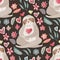 Seamless pattern with sloths in flat style.