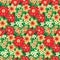 Seamless pattern with small cute flowers on a green field.