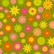 Seamless pattern with small flowers. Vector illustration texture. Colorful. Ditsy print small colored flowers on a green backgroun