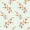 Seamless pattern small orange flowers on a light green background. Watercolor -2