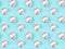 Seamless pattern of small white red ball for baseball sport game on blue background