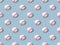 Seamless pattern of small white red ball for baseball sport game on blue background