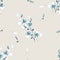 Seamless pattern small wild blue and wite flowers on a beige background. Watercolor - 1