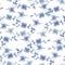 Seamless pattern small wild branch with blue and gray flowers on a white background. Watercolor - 3