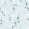 Seamless pattern small wild branch with blue and wite flowers on a light blue background. Watercolor
