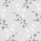 Seamless pattern small wild gray and pink flowers on a light gray background. Watercolor - 4