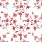 Seamless pattern small wild red cherry plum flowers on a white background. Watercolor -4