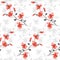 Seamless pattern small wild red and gray flowers on the white background. Watercolor - 3
