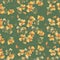 Seamless pattern small wild yellow and beige flowers on a green background. Floral background. Watercolor.