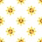 Seamless pattern with smile sun. Pixel art background, vector illustration. Retro game style