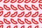 Seamless pattern of smiles with red lips for valentine`s day or fools day laughing on pink background