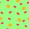 Seamless pattern snails and red mushrooms on green background, vector eps 10