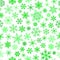 Seamless pattern of snowflakes, green on white