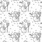 Seamless pattern with snowman, broom, hat, wind.