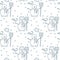 Seamless pattern with snowman, broom, hat, wind