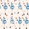 Seamless pattern with snowmans Ice Skating cartoon