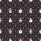 Seamless pattern with snowmen, gifts and snowflakes. Christmas background