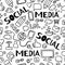 Seamless pattern with social media doodle elements